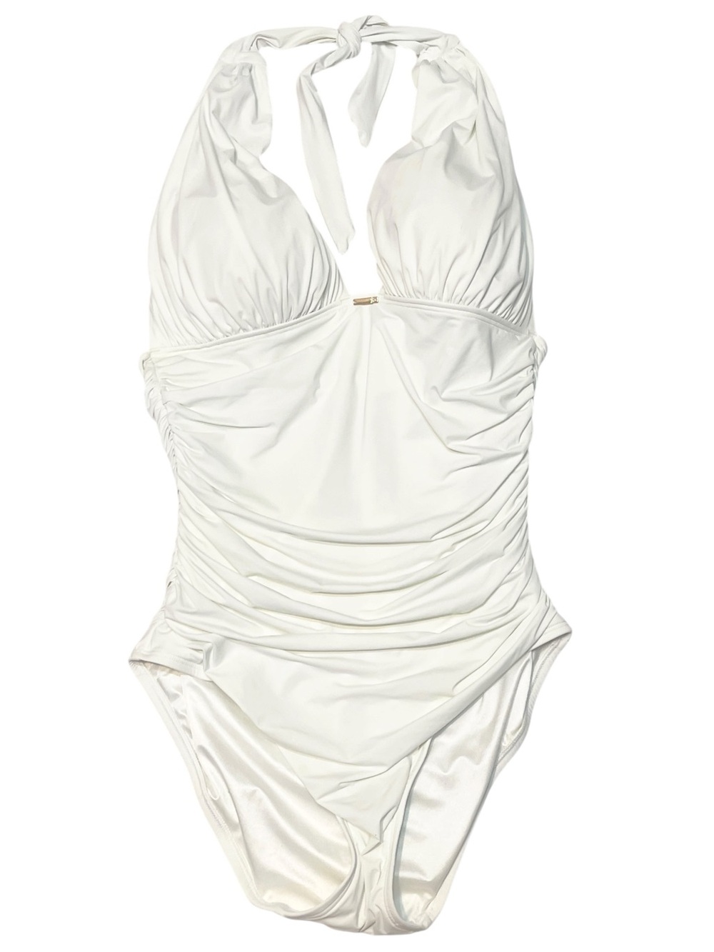 Victoria's Secret White One Piece Sexy Flattering Halter Style Swimsuit Large